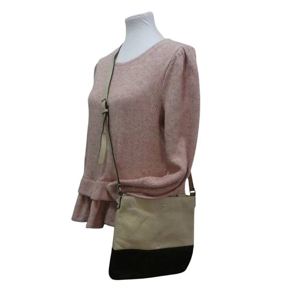 Kate Spade Black‎ Cream Pebbled Leather Crossbody Purse